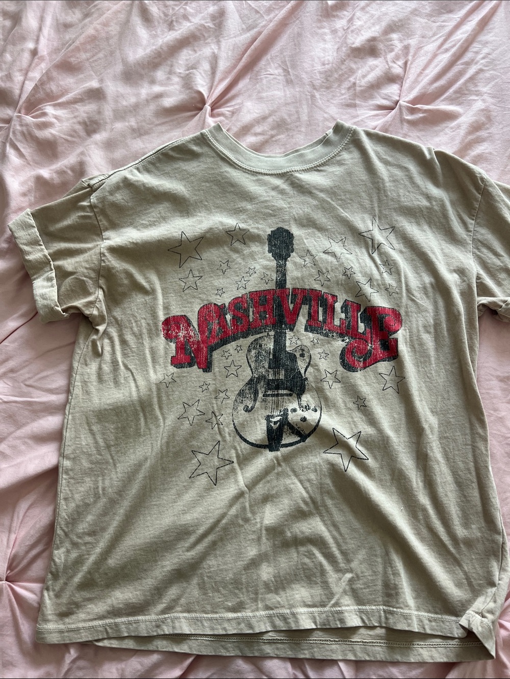 Altar'd State Cream Nashville Graphic Tee with Red Print